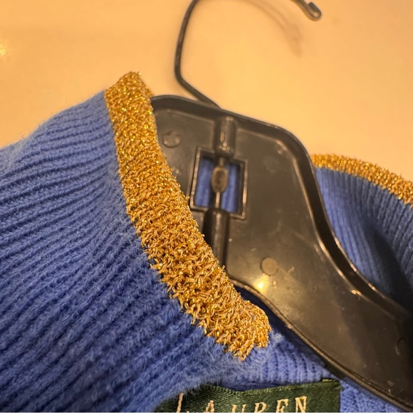 Lauren Ralph Lauren Women’s Cable Knit Sweater Full Zip Blue Size MP - Picture 5 of 8